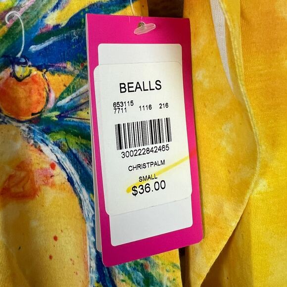 NWT Leoma Lovegrove Womens S Artsy Eclectic Coastal Christmas Holiday Palm Top - Picture 7 of 10